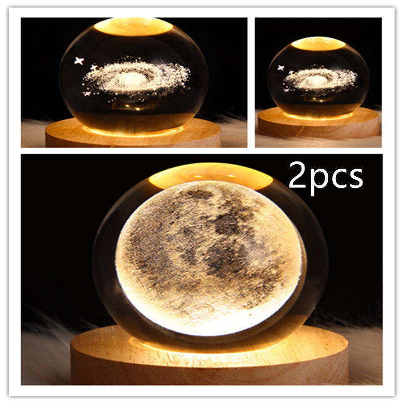 3D LED Galaxy Crystal Ball Night Light – Moon & Planet Lamp for Home & Gifts