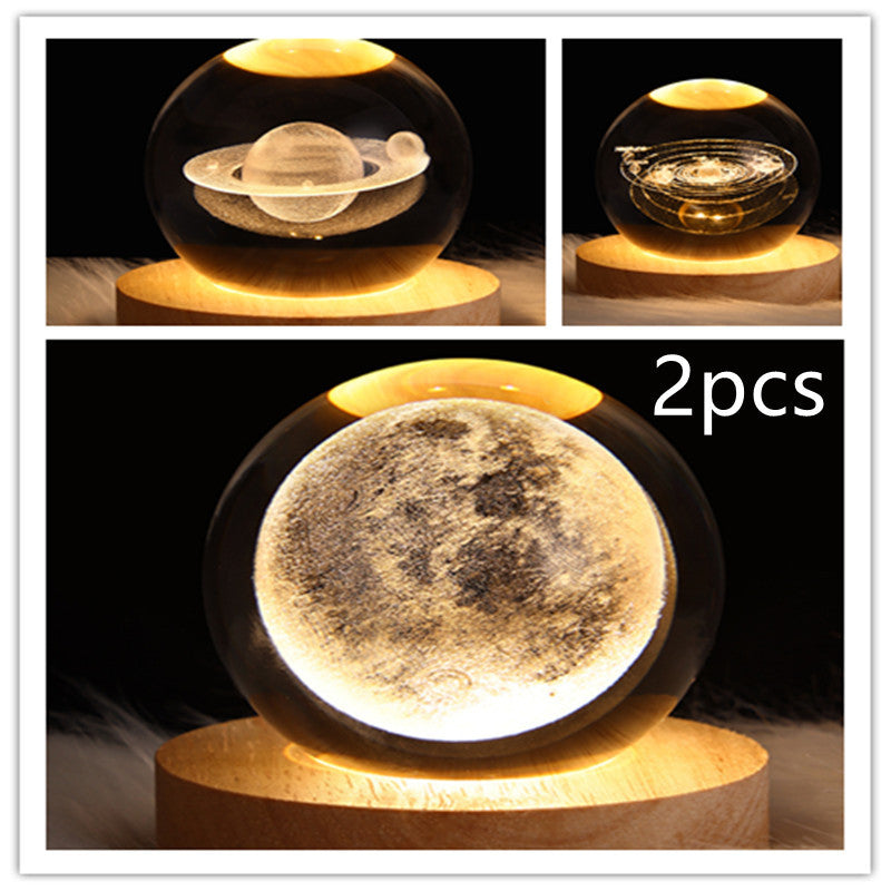 3D LED Galaxy Crystal Ball Night Light – Moon & Planet Lamp for Home & Gifts