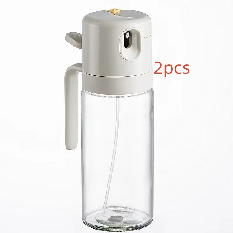 2-in-1 Oil Sprayer Bottle & Vinegar Bottle – Olive Oil Spray Bottle for Cooking, Pouring & Misting – 550ml Glass Dispenser