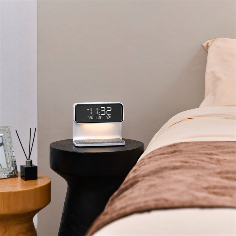 3-in-1 Bedside Lamp with Wireless Charger & Alarm Clock – Touch Control Light