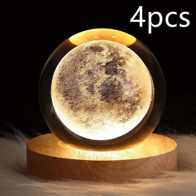 3D LED Galaxy Crystal Ball Night Light – Moon & Planet Lamp for Home & Gifts
