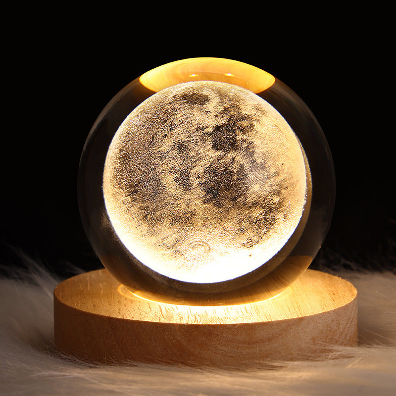 3D LED Galaxy Crystal Ball Night Light – Moon & Planet Lamp for Home & Gifts