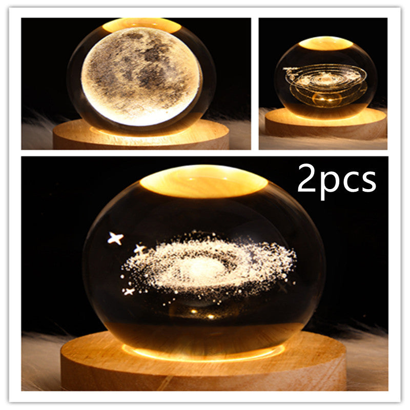 3D LED Galaxy Crystal Ball Night Light – Moon & Planet Lamp for Home & Gifts