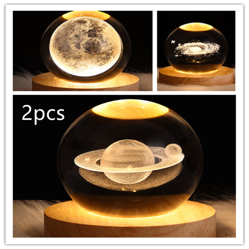 3D LED Galaxy Crystal Ball Night Light – Moon & Planet Lamp for Home & Gifts