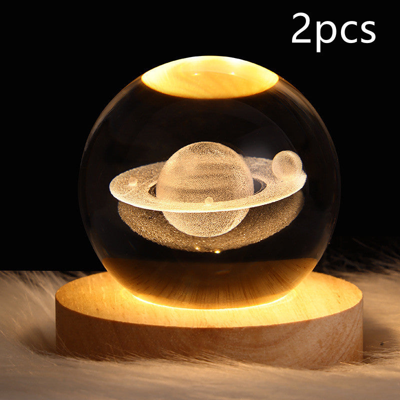 3D LED Galaxy Crystal Ball Night Light – Moon & Planet Lamp for Home & Gifts