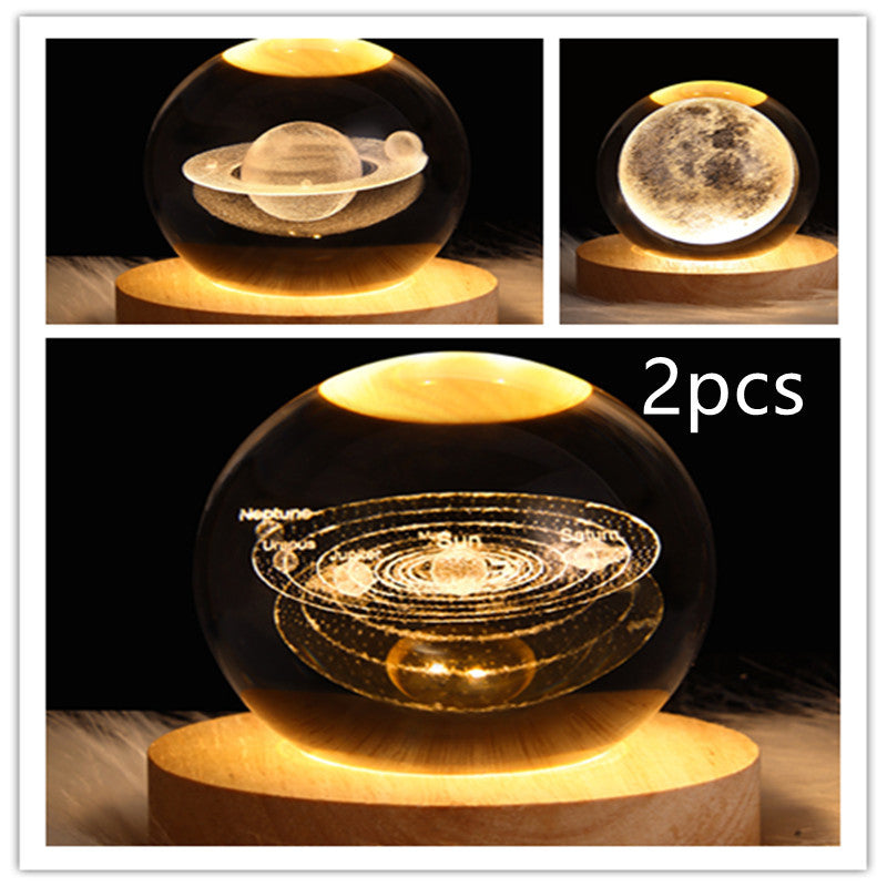 3D LED Galaxy Crystal Ball Night Light – Moon & Planet Lamp for Home & Gifts