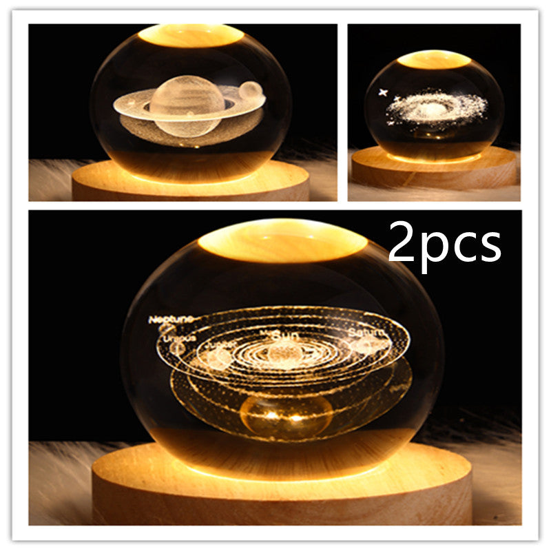3D LED Galaxy Crystal Ball Night Light – Moon & Planet Lamp for Home & Gifts