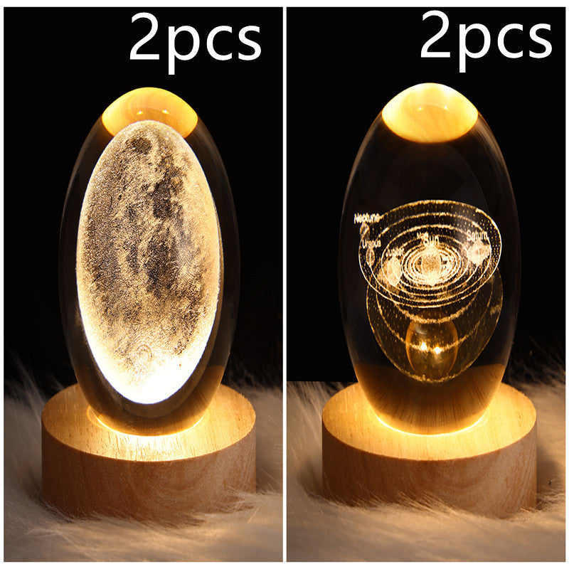 3D LED Galaxy Crystal Ball Night Light – Moon & Planet Lamp for Home & Gifts