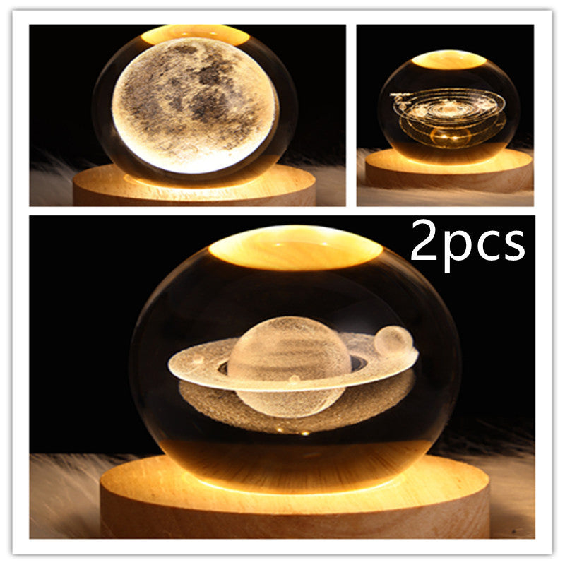 3D LED Galaxy Crystal Ball Night Light – Moon & Planet Lamp for Home & Gifts