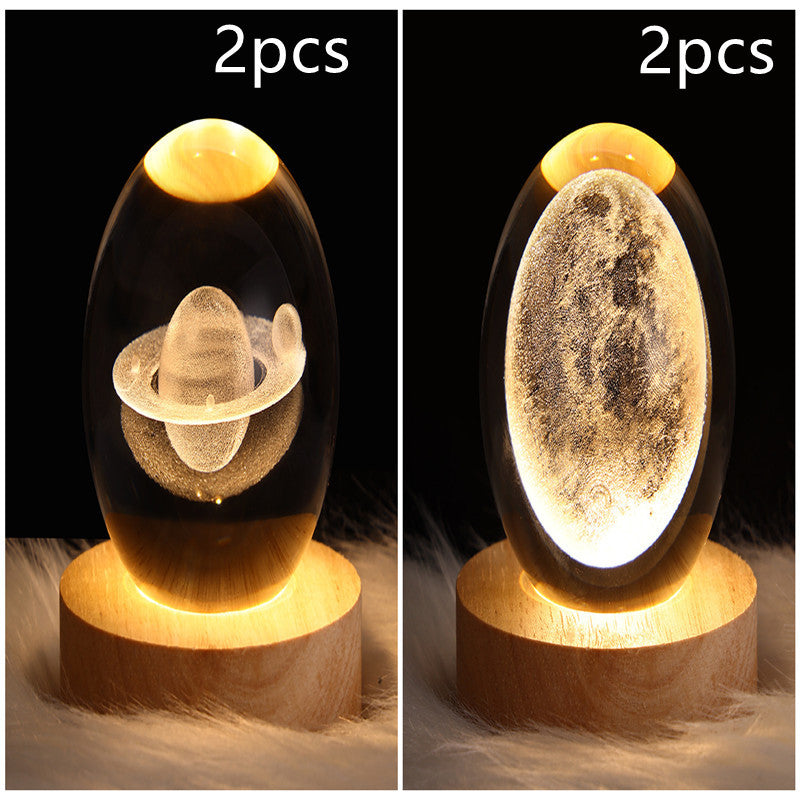 3D LED Galaxy Crystal Ball Night Light – Moon & Planet Lamp for Home & Gifts
