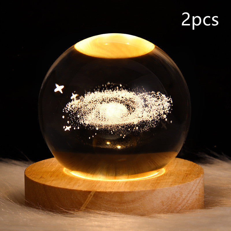 3D LED Galaxy Crystal Ball Night Light – Moon & Planet Lamp for Home & Gifts