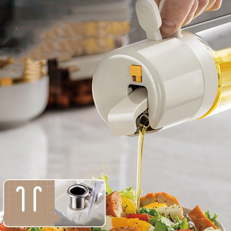 2-in-1 Oil Sprayer Bottle & Vinegar Bottle – Olive Oil Spray Bottle for Cooking, Pouring & Misting – 550ml Glass Dispenser