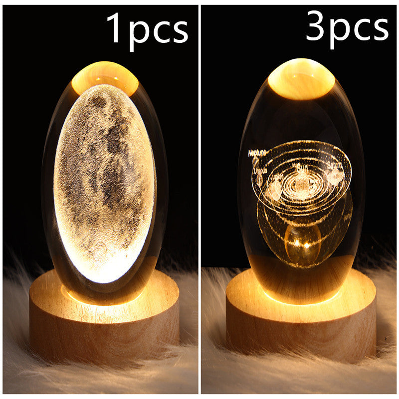 3D LED Galaxy Crystal Ball Night Light – Moon & Planet Lamp for Home & Gifts