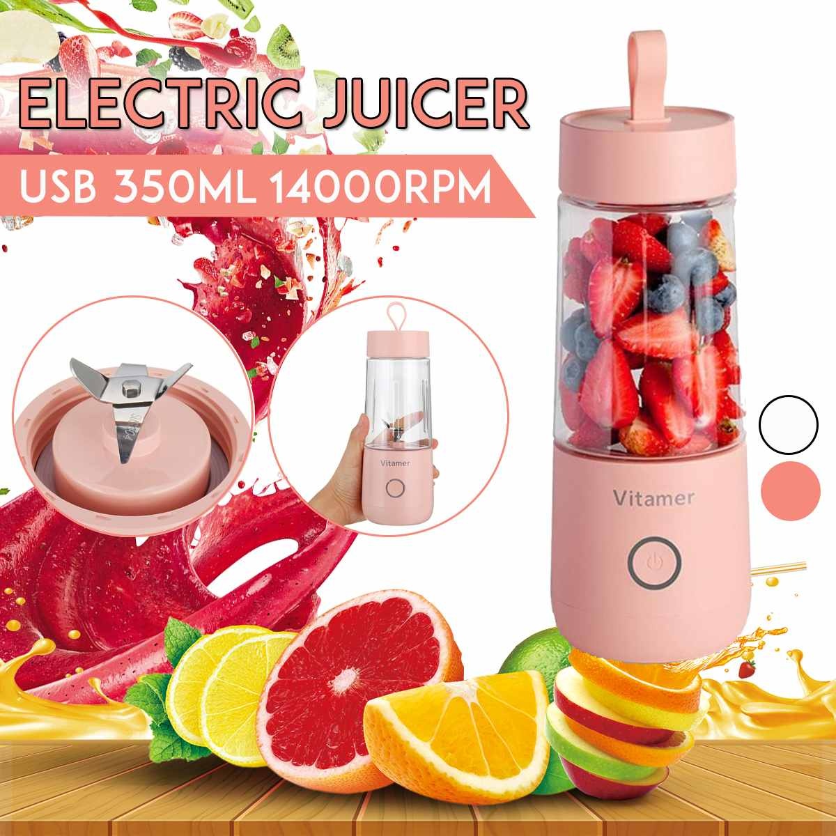 350ml Portable USB Blender – Rechargeable Juicer Bottle for Smoothies & Shakes