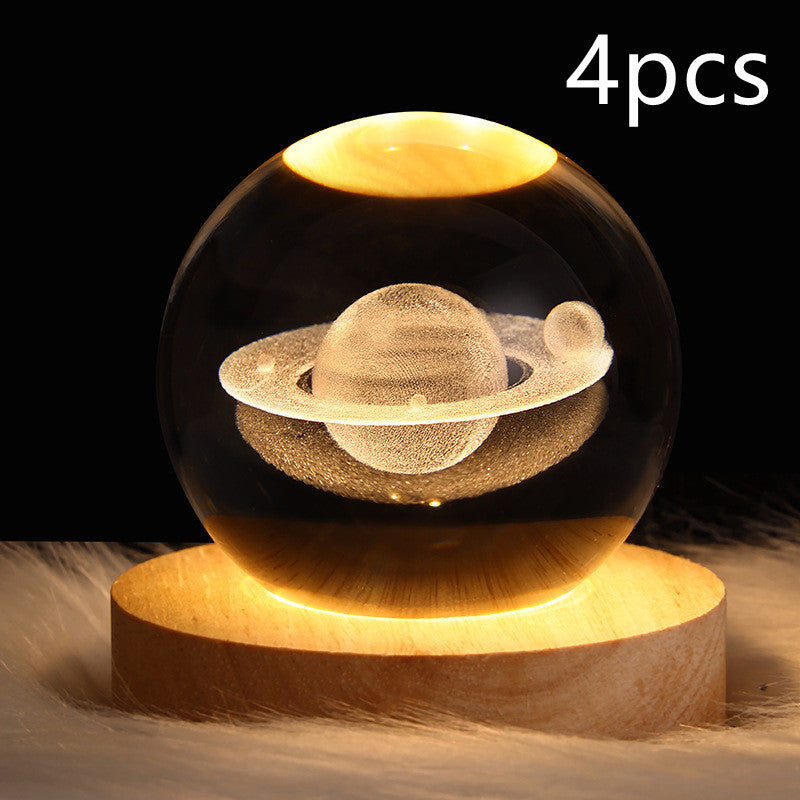 3D LED Galaxy Crystal Ball Night Light – Moon & Planet Lamp for Home & Gifts