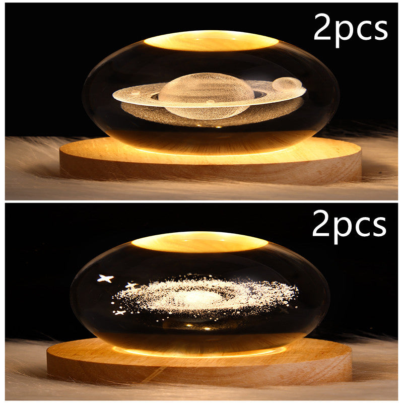 3D LED Galaxy Crystal Ball Night Light – Moon & Planet Lamp for Home & Gifts