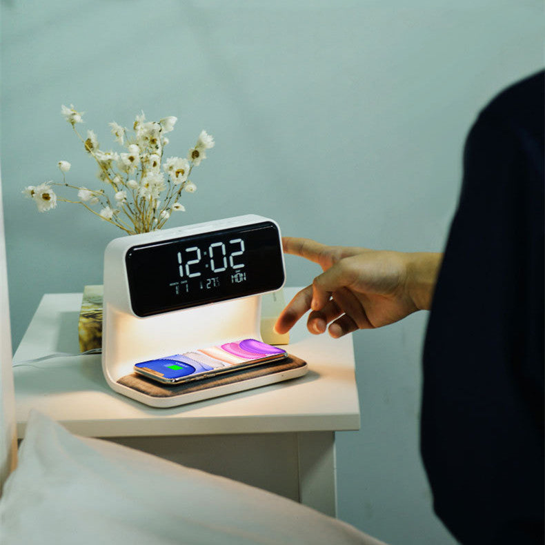 3-in-1 Bedside Lamp with Wireless Charger & Alarm Clock – Touch Control Light