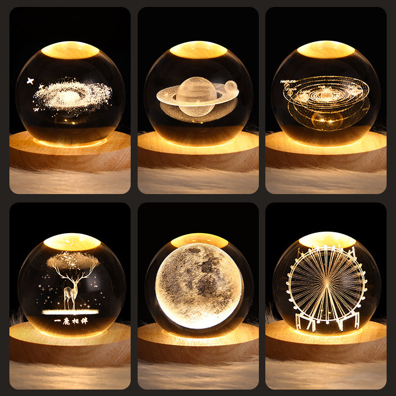 3D LED Galaxy Crystal Ball Night Light – Moon & Planet Lamp for Home & Gifts