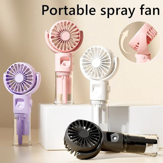 4-Speed USB Handheld Mist Fan – Portable Spray Cooling Fan with Water Tank