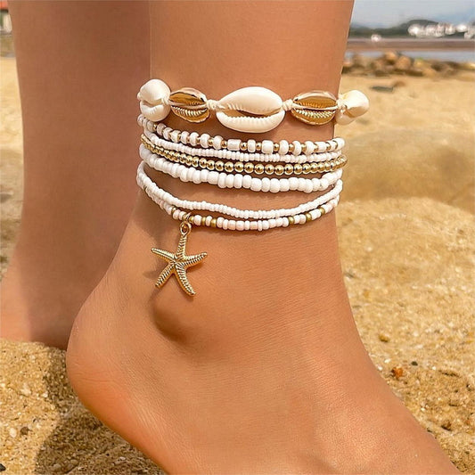 Bohemian Style Glass Bead Anklet Set for Women – Summer Travel Jewelry