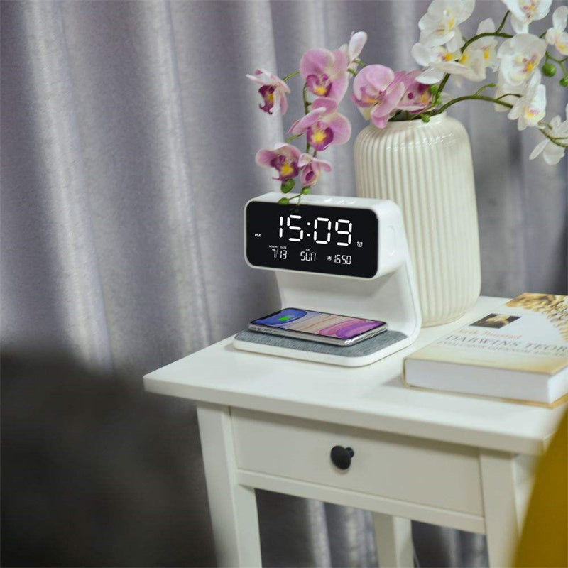 3-in-1 Bedside Lamp with Wireless Charger & Alarm Clock – Touch Control Light