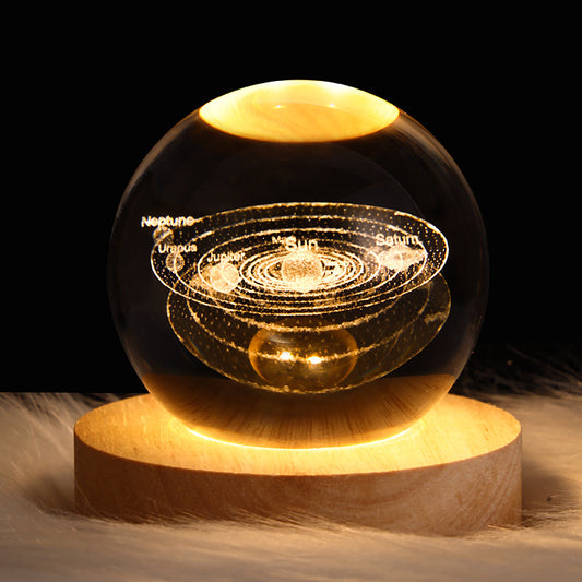 3D LED Galaxy Crystal Ball Night Light – Moon & Planet Lamp for Home & Gifts